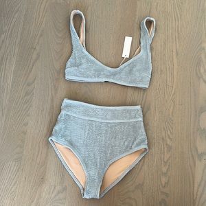 High waisted powder blue bikini